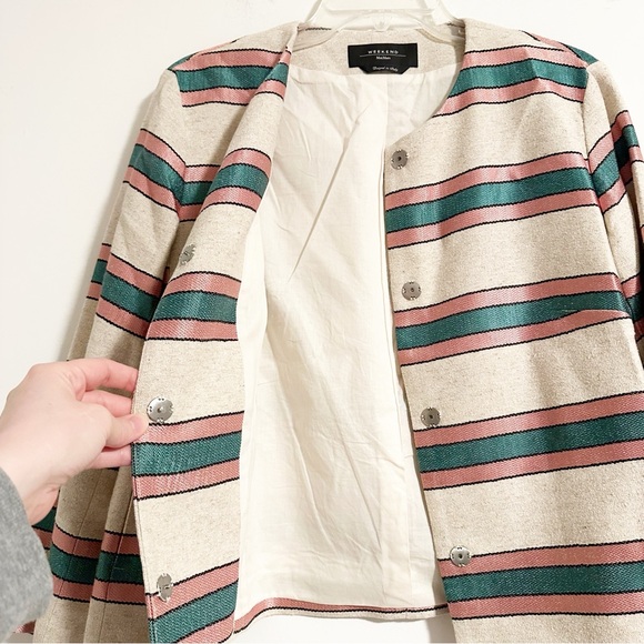 Weekend Max Mara Linen Cropped Linen Stripe Blazer - Picture 3 of 8